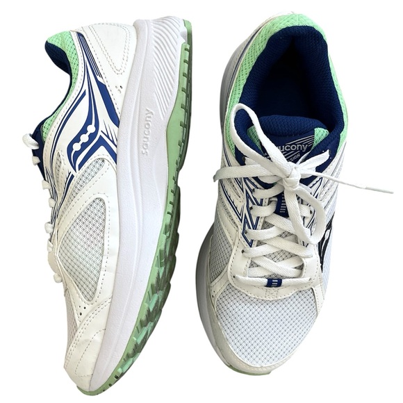 Saucony Womens Cohesion 14 Size 8.5W Wide White Running Shoes Sneakers Walking - Picture 1 of 12